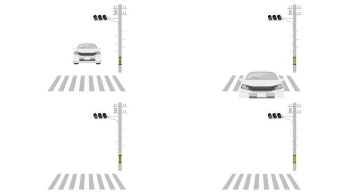汽车行驶的视频。动态动画MG卡通车辆