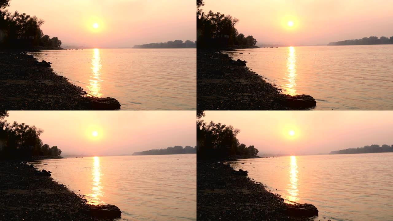 多瑙河的日落夕阳