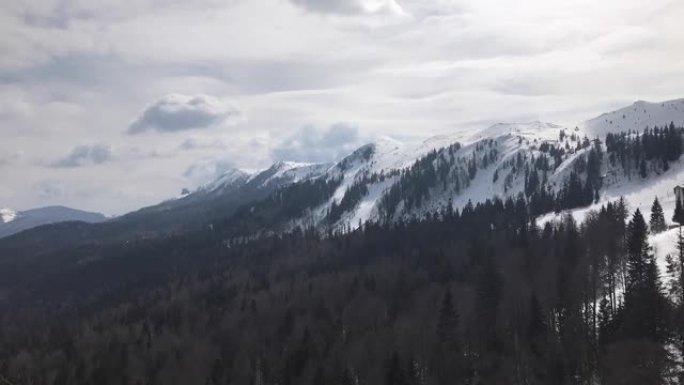波斯尼亚迪纳里克阿尔卑斯山松树林上方的高山天空的时间流逝