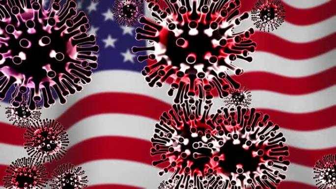 美国新型流行病冠状病毒爆发警报-3d动画