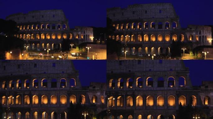罗马的罗马斗兽场灯光光影夜景灯古罗马帝国