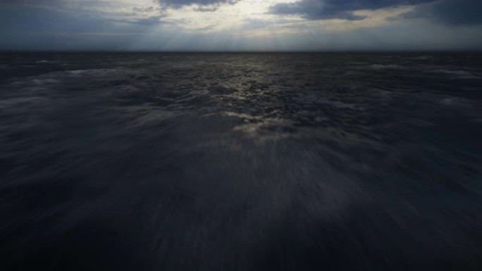 无人机在海上抵御暴风雨的乌云