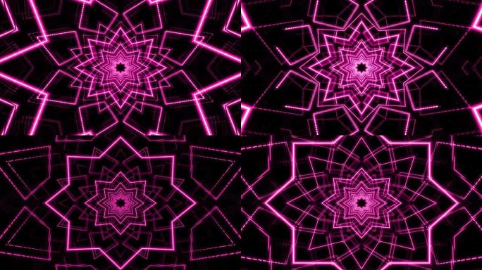 霓虹粉色抽象艺术环形几何造型走廊