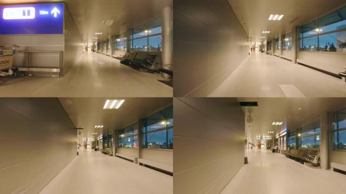 步行通过机场航站楼。以4K (超高清 (UHD)) 拍摄。