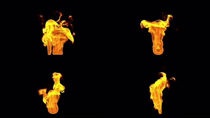 火灾倒计时火焰特效通道素材三维动画