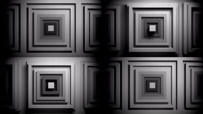 带立方体的抽象3d渲染，带移动几何形状的动画背景。无缝4k视频。