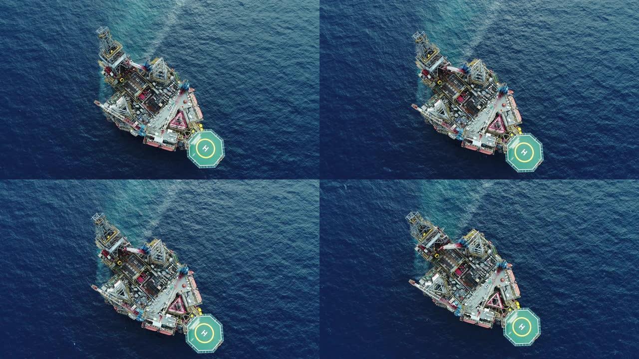 海上石油平台的空中拍摄近距离日间库存视频