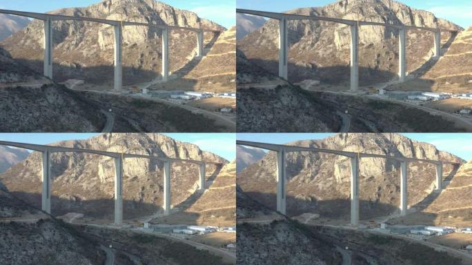 空中拍摄山中建桥桥梁工程交通高架桥
