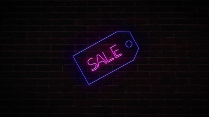 促销视频的4k销售霓虹灯横幅背景。销售和清仓的概念
