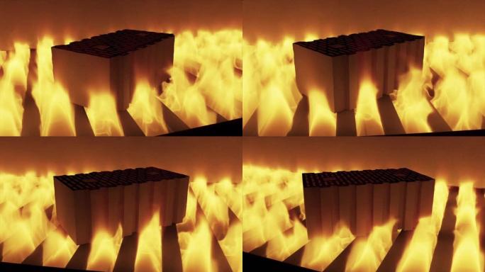 窑炉砖的抽象动画。库存镜头。窑炉是一种隔热室，是一种烤箱，可产生足以硬化的温度。