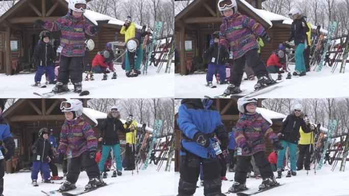 大型多样化家庭滑雪场周末业余冬季运动