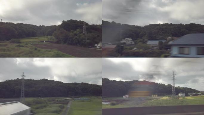 从火车上看4k稻田景和京都郊区景和。