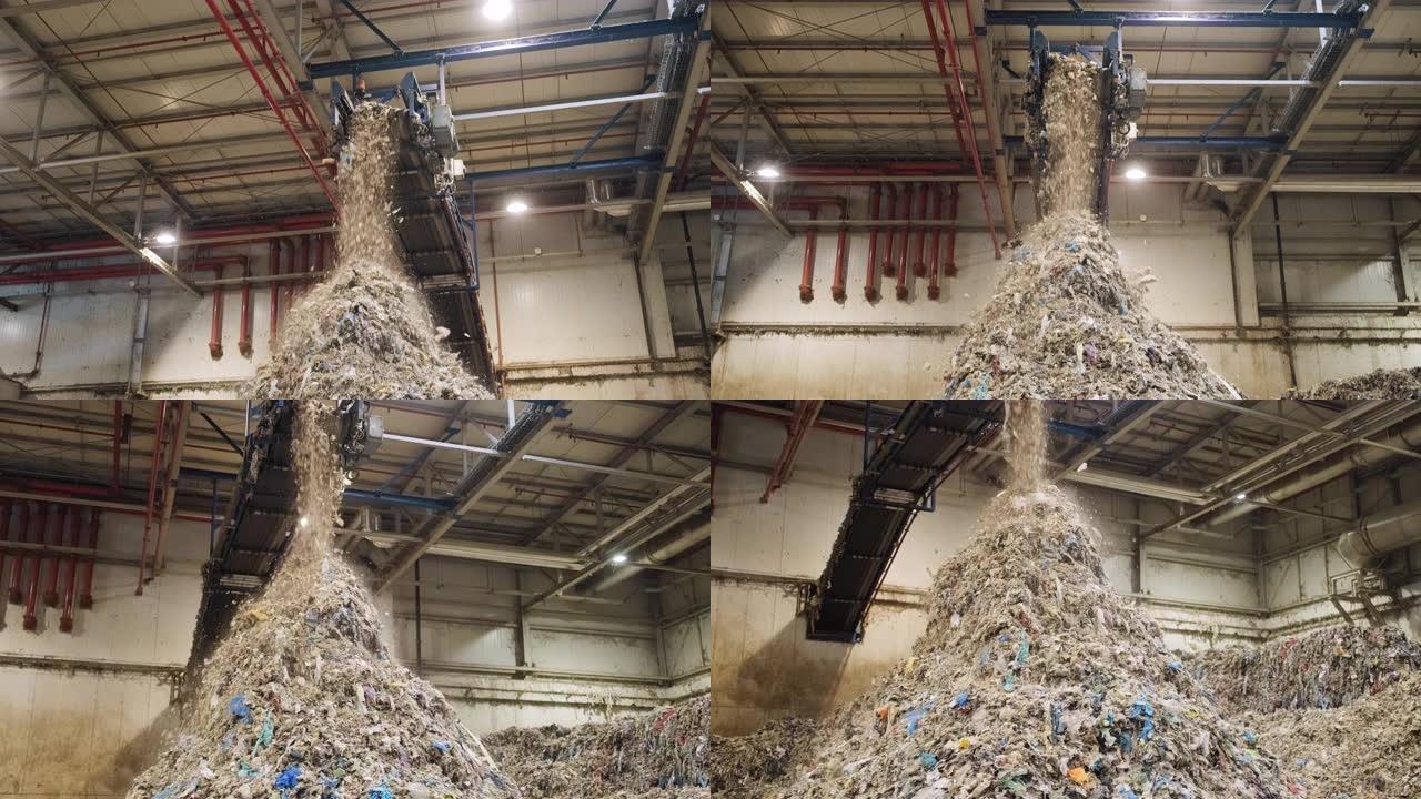 废物设施内成堆的可回收物