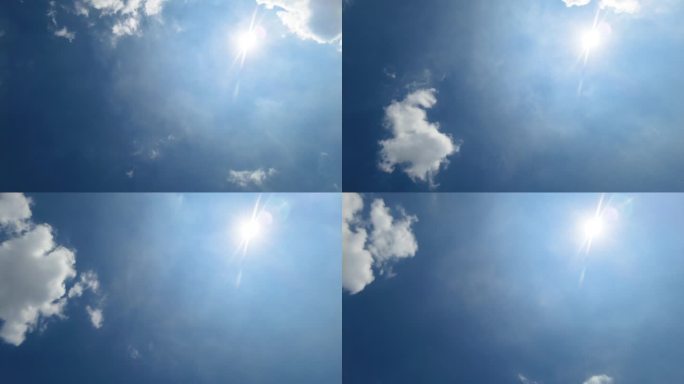蓝天白云午时的太阳阳光天气环境延时摄影