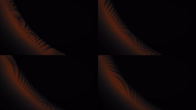 3d图案的抽象动画，黑色上有许多矩形几何原始形式。动画。抽象几何背景