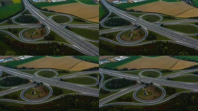 德国高速公路交叉口鸟瞰图