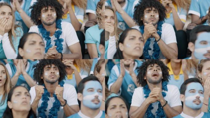 阿根廷球迷在体育场忧心忡忡
