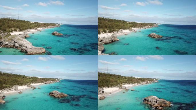 百慕大群岛巴茨海滩的无人机航拍画面