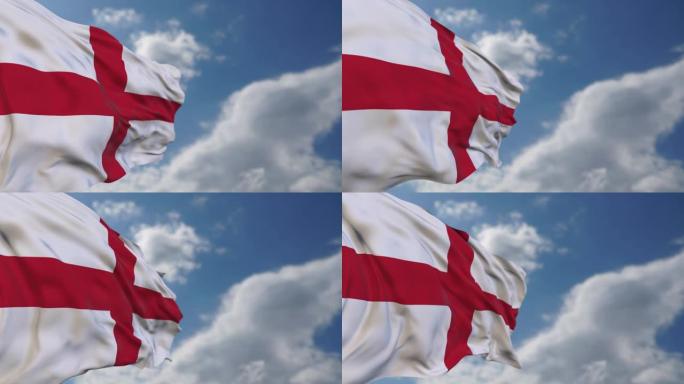 在天空中挥舞着英国国旗。