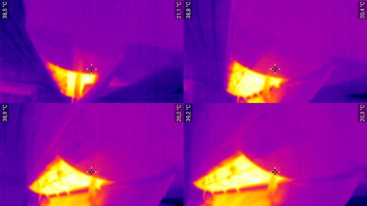 来自空气热泵的热像仪扫描仪的橙色图像