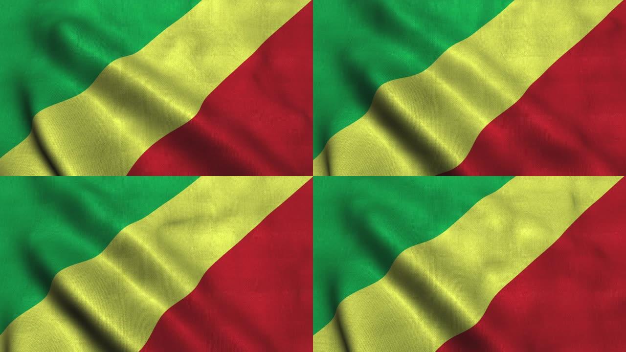 刚果旧国旗挥舞着。刚果民主共和国国旗