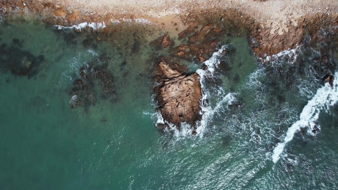 海边乌龟礁石 海浪 大海