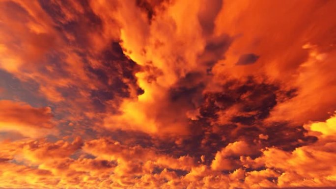 红色多云的天空。世界末日的天空时间流逝。
