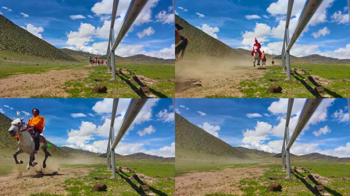 西藏风土人情 西藏赛马节 草原赛马