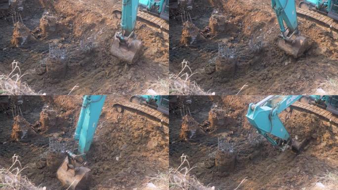 施工现场挖坑挖坑的特写
