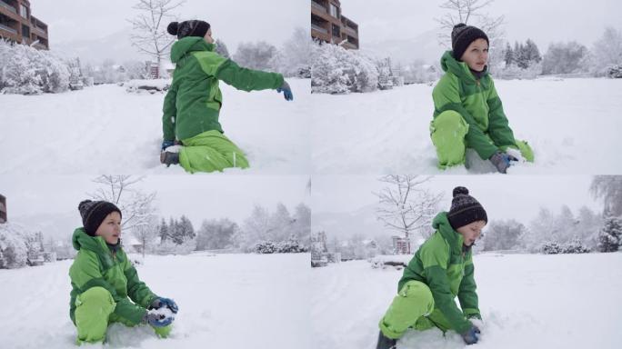 Kids having snowball fight