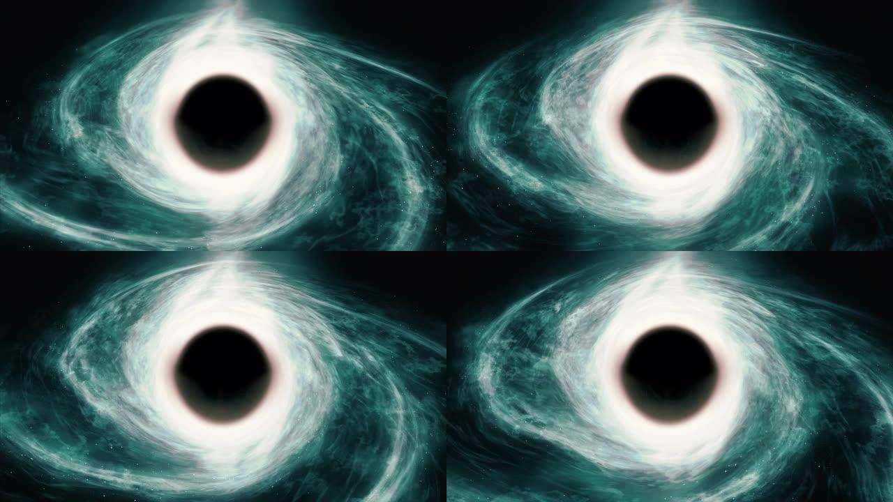 黑洞吸收并摧毁星系的中心。科学3d渲染镜头