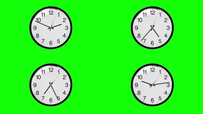 动画时钟在30秒内倒计时12小时。无缝循环。时间流逝。包括阿尔法频道。