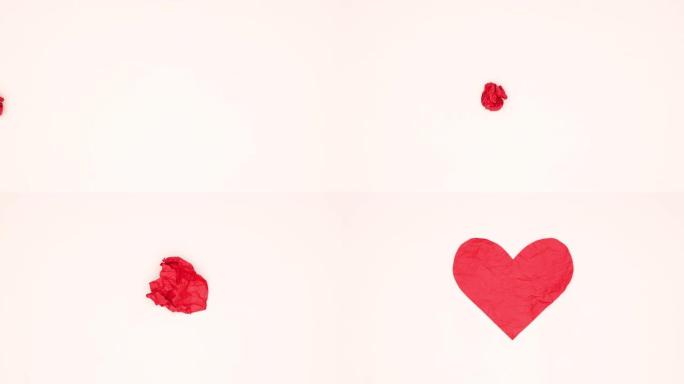情人节的大红心出现在白色背景上，标题是我爱你-停止运动