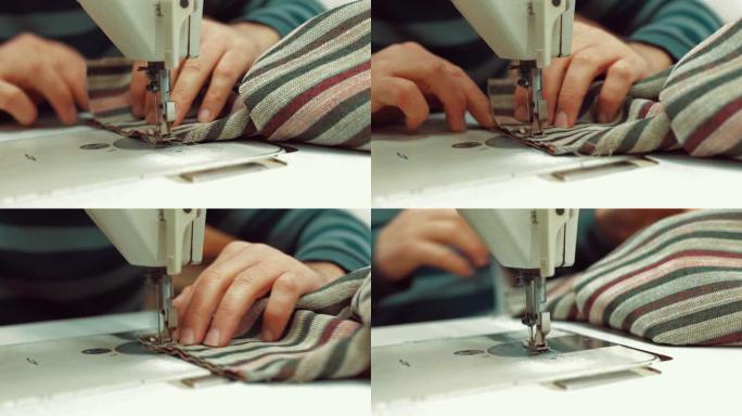 用缝纫机裁缝布料缝纫干活工艺