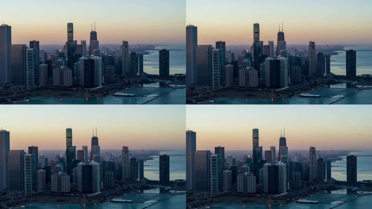 美国芝加哥市中心鸟瞰图