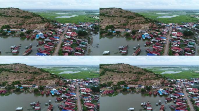 柬埔寨暹粒的漂浮村庄和渔民