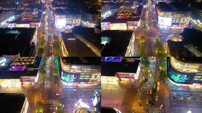 杭州西湖龙翔桥步行街车流人流夜景延时