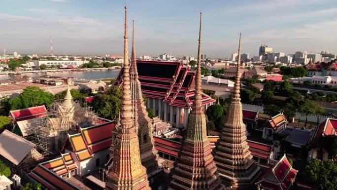 曼谷Wat Pho无人机的鸟瞰图