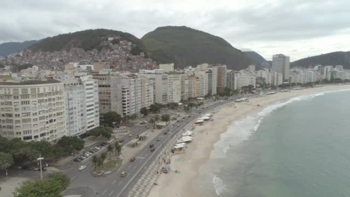 空中移动科帕卡巴纳海滩,里约热内卢,巴西