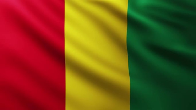 几内亚大旗全屏背景在风中飘扬