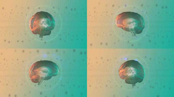 计算机医学断层扫描在点状光背景下对人脑进行MRI扫描。