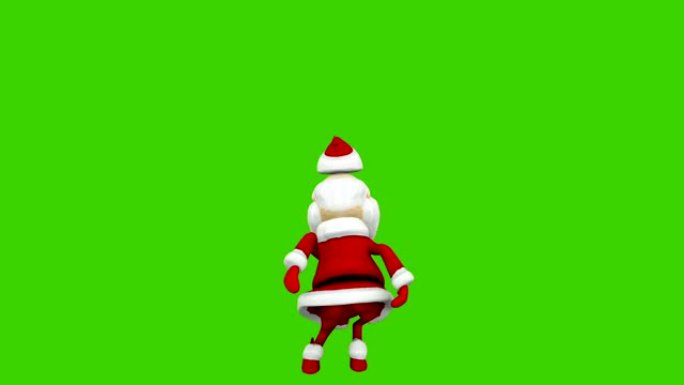 欢快的圣诞老人的舞蹈。圣诞节的概念。绿色屏幕前的循环动画。