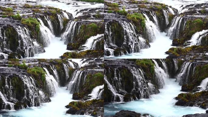 冰岛布鲁阿福斯瀑布。冰岛南部黄金圈美丽多彩的瀑布