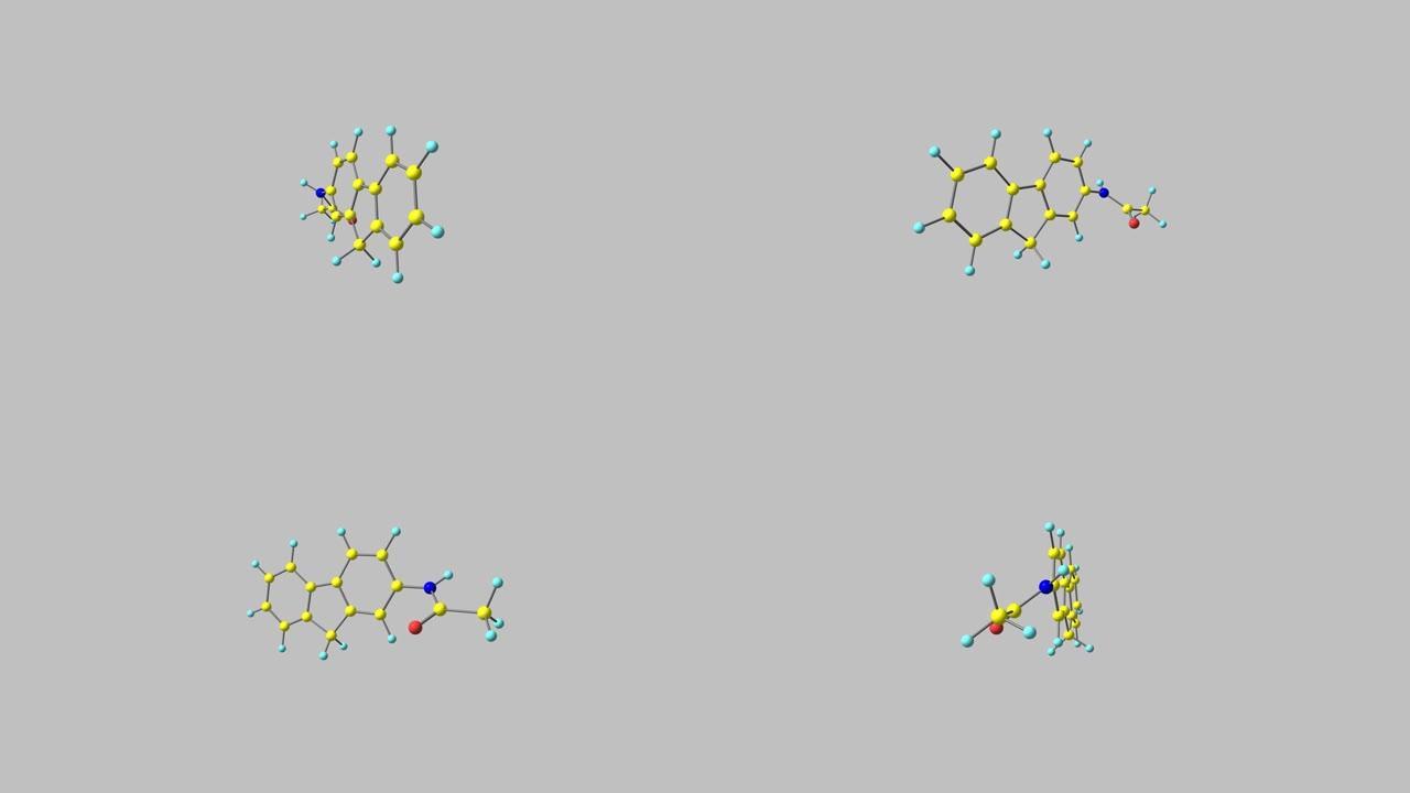 旋转2-乙酰氨基氟核分子视频