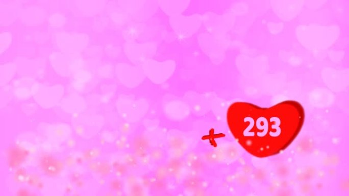 红色的心加999内部和眨眼魔法和粉红色的心背景