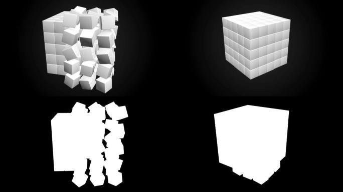 立方体块。组装大数据概念。团队合作业务。3D渲染高清素材。