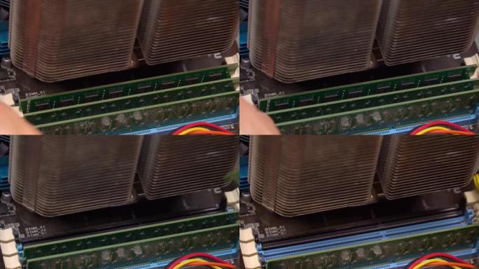 向导从服务和维修中心的计算机中删除RAM dimm。绿色芯片