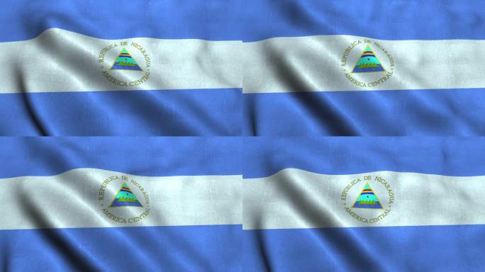 尼加拉瓜国旗在风中飘扬。尼加拉瓜国旗共和国