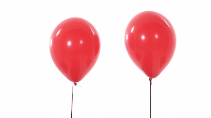 两个红色气球相互靠近。爱情符号。孤立，在白色背景上。礼品概念