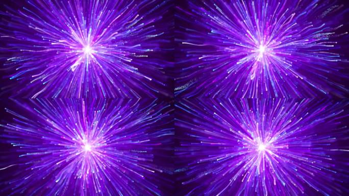 紫色粒子光线爆炸优雅粒子线条流动